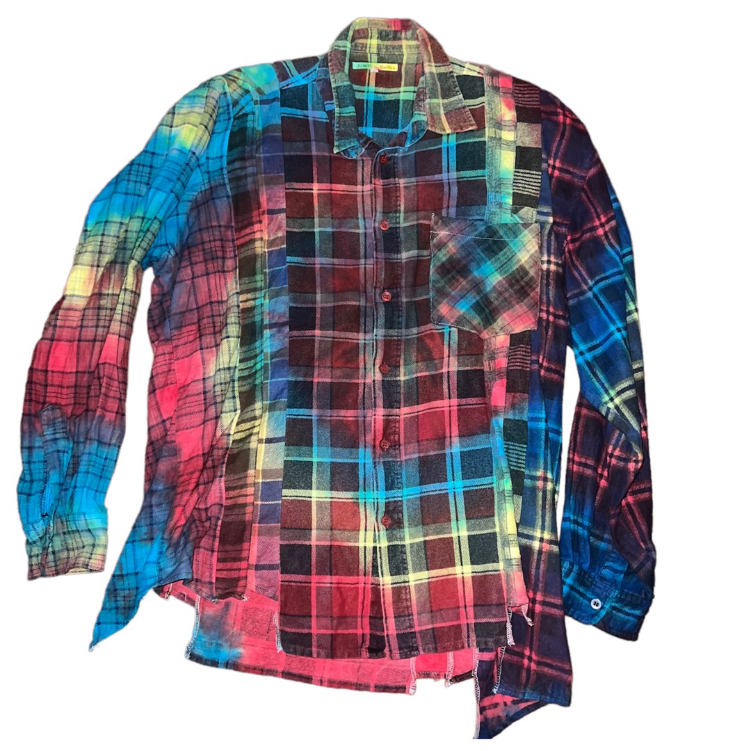 REBUILD BY NEEDLES TieDye Flannel Shirt 7 Cuts, Men's Fashion, Tops