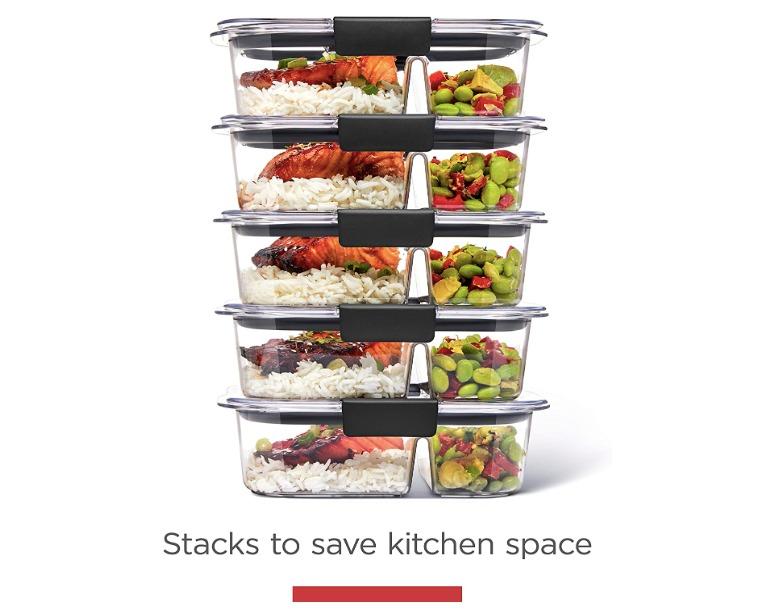 Rubbermaid 5Piece Brilliance Food Storage Containers for Meal Prep