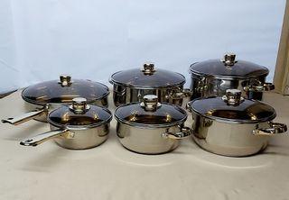 Stainless Steel Casserole Saucepan Frying Pan, 16cm-28cm, Cooking Pot Cookware Kitchenware Set