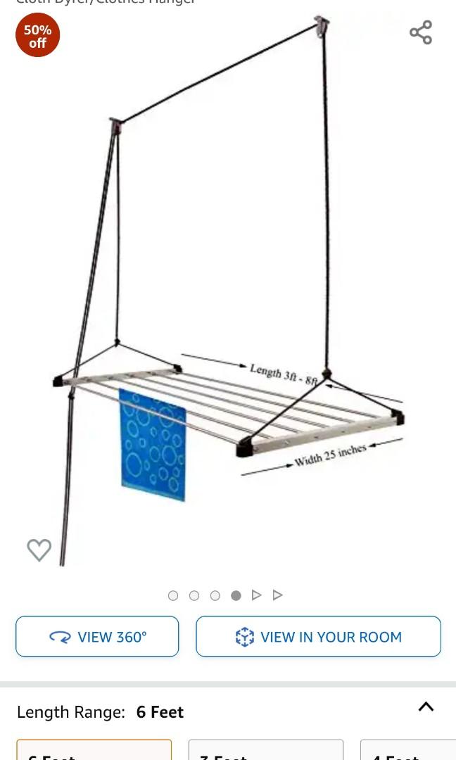 Stainless steel pulley system clothes drying rack, Furniture & Home ...