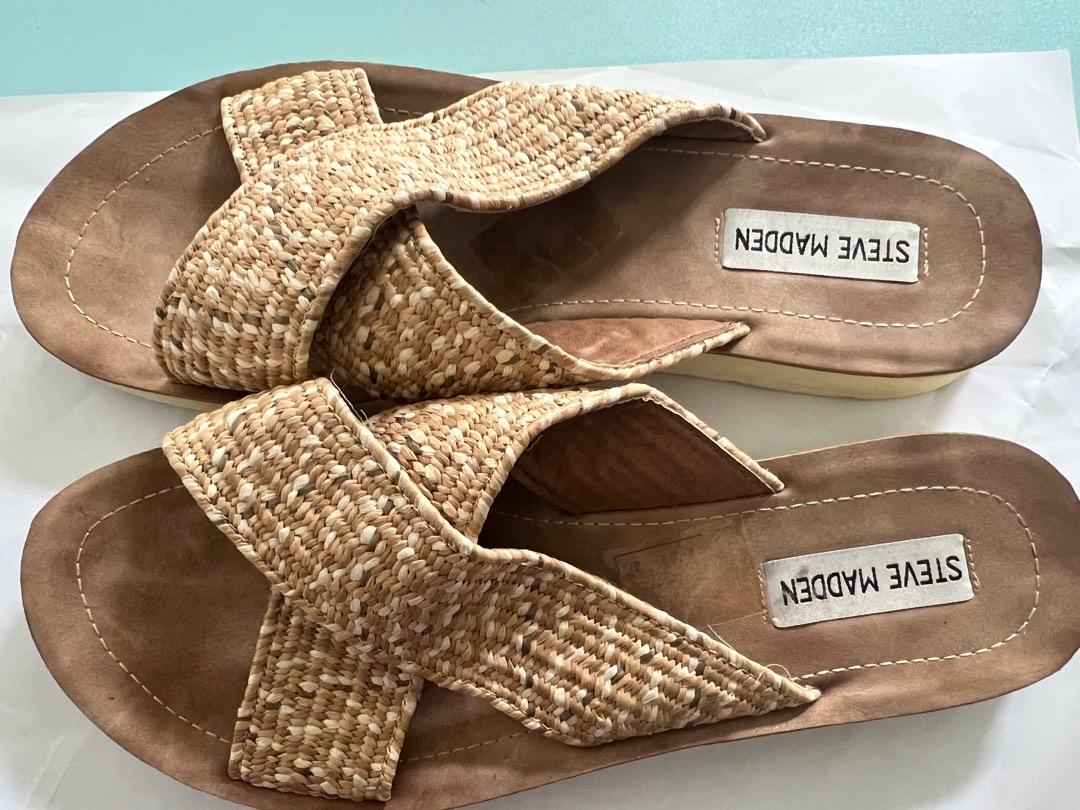 Steve Madden Secco Slides Rattan EU 40/ 9 (Category: Flats & Sandals) located in Makati City. Submitted by PrelovedBySandy (Listing ID 1186354018, Image 1). Description: RFS Need funds for school. Original Price: 1,799 No return no exchage. SF shouldered by buyer. GCash Only. Happy Shopping ❤️❤️❤️ Thank you!.