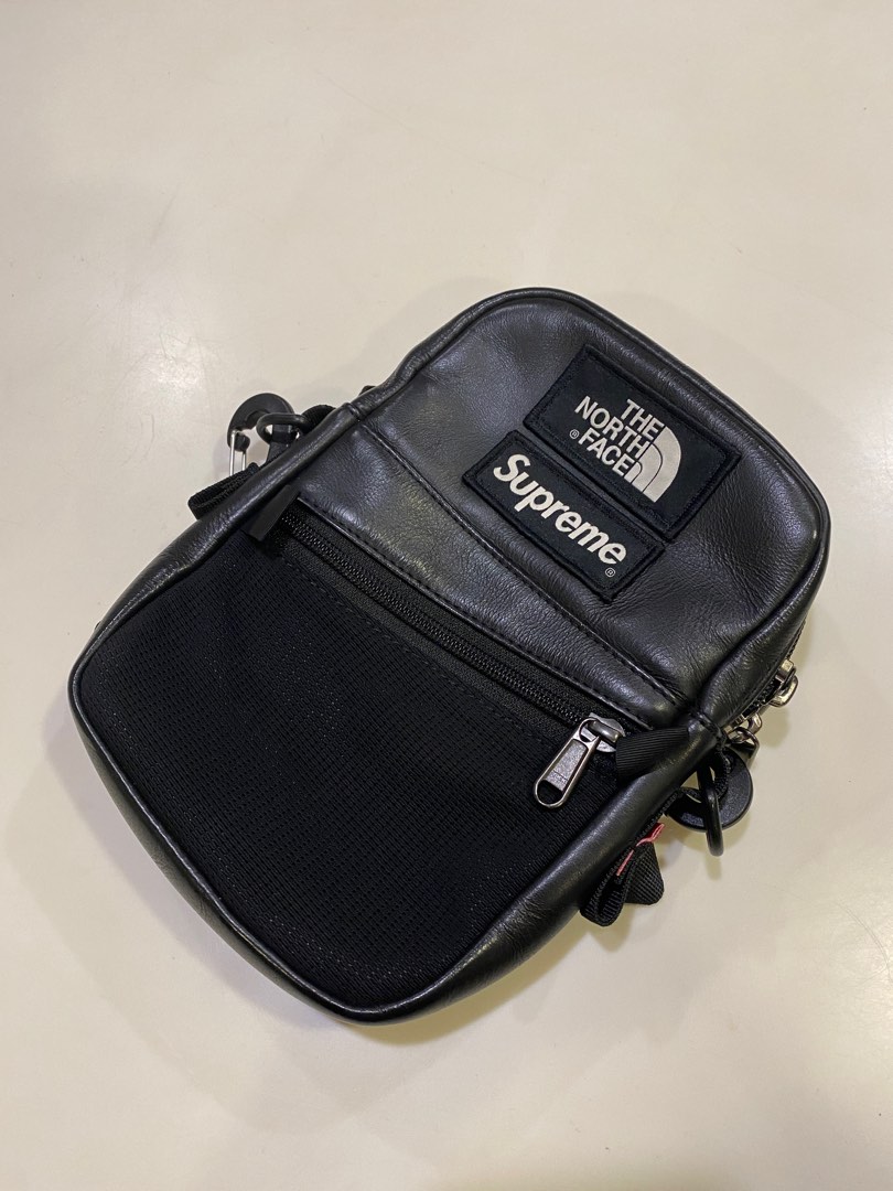 Supreme the north face leather shoulder bag black cheap