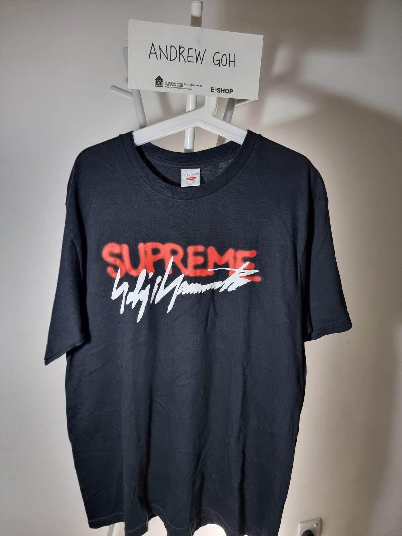 Supreme x Yohji Yamamoto Logo Tee Black, Men's Fashion, Tops