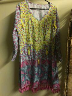 Tasseled psychedelic dress