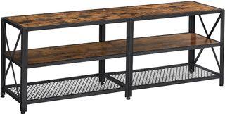TV Stand for 60-Inch TV with Industrial Style Steel Frame Rustic Brown and Black