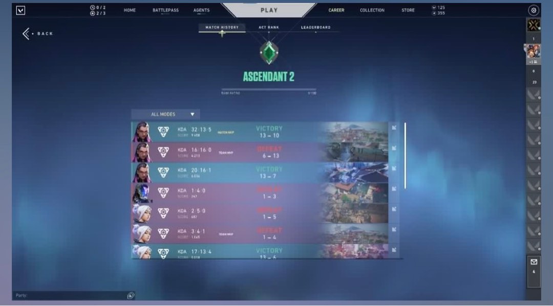 Valorant account ascendant ranked (peak immortal/ total spent RM1100