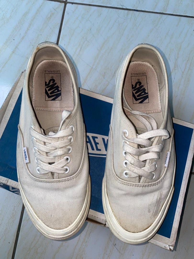 Vans OG Authentic LX Broken White Original, Fesyen Pria, Sepatu