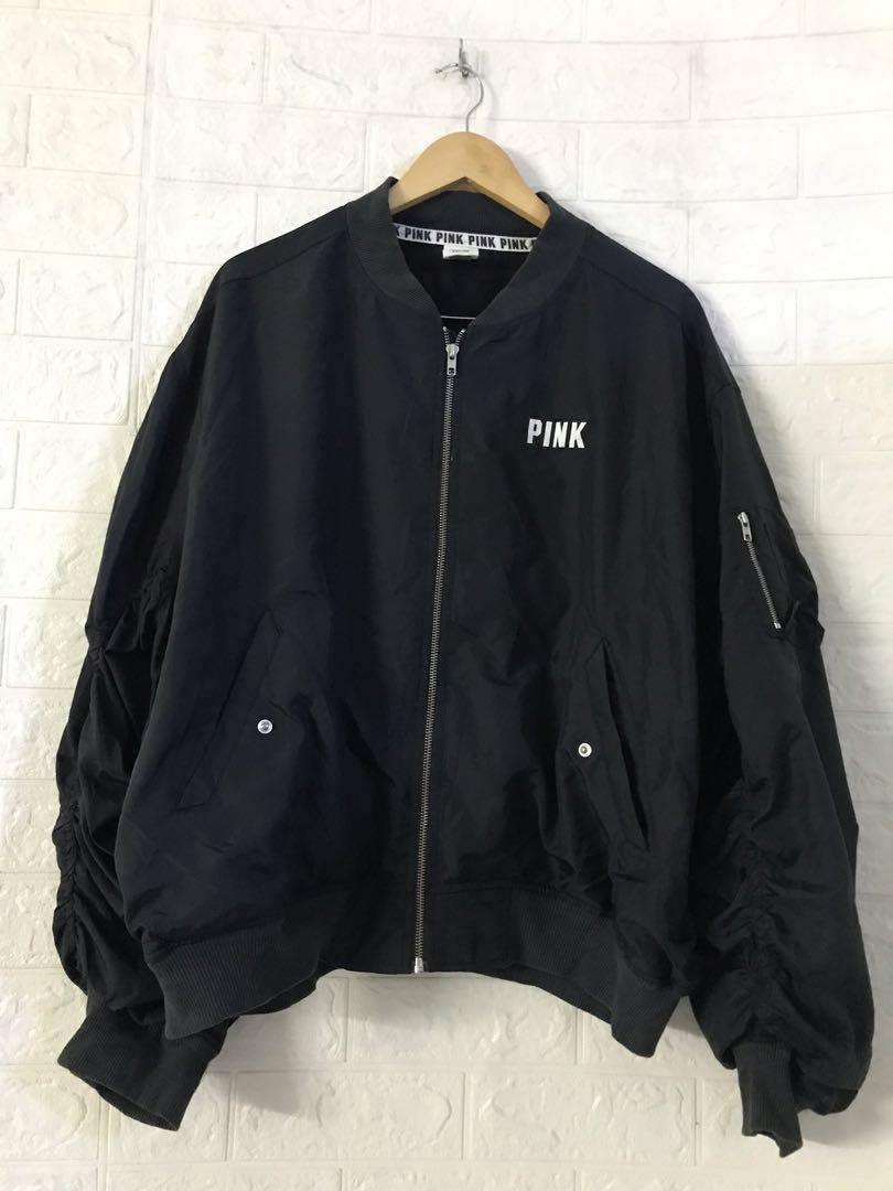 Victoria secret pink black bomber jacket hot sale
