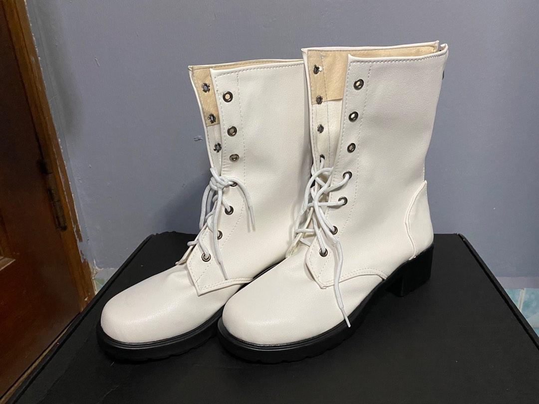 White cosplay combat boots