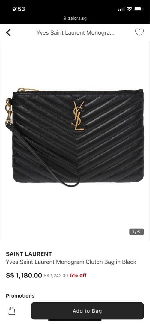 Yves Saint Laurent Monogram Clutch Bag in Black