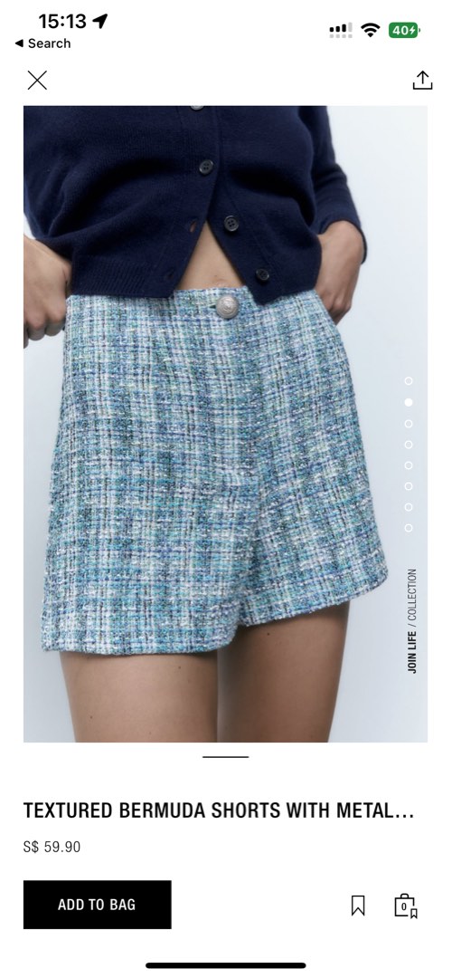 Zara tweed shorts on sale