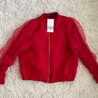 Zara Red Organza Bomber Jacket [Size S-M]