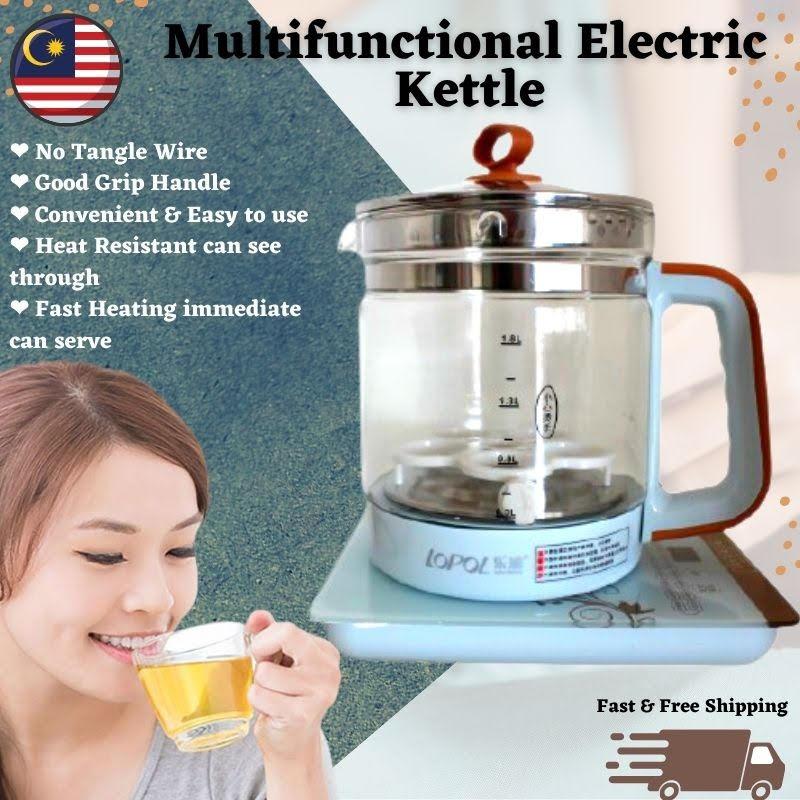 1.8L Multifunction Lopol Electric Herbal Glass Kettle Teapot Jug Automatic Cut Off Egg Boiler Steamer Warmer Convenient