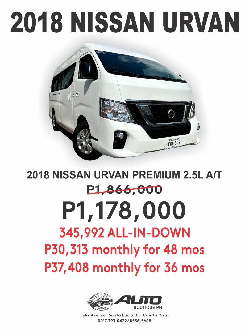 Price of nissan urvan 2018 discount