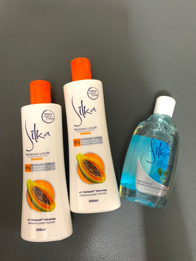 2 Papaya Silka Lotion With Free Silka Facial Cleanser, Beauty
