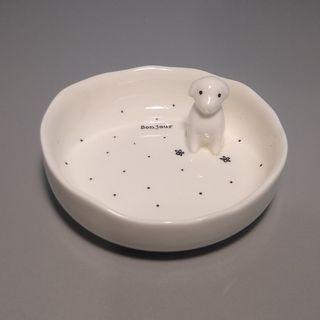 4cm x 10.5cm white jewelry dish dog porcelain display multipurpose brand new from UK