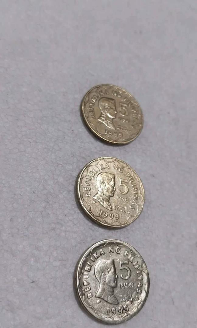Old coin 5 pesos coin (Category: Currency) located in Caloocan City. Submitted by great_2003 (Listing ID 1186567394, Image 3). Description: 3 pcs old 5 peso coin 300. pesos each 1999 details nasa post na no to 50 k as is only wysiwyg.