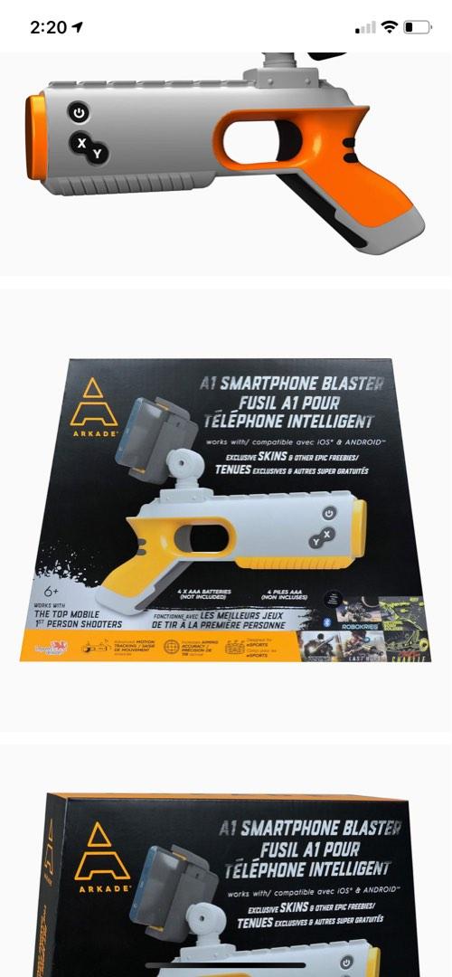 A1 Arkade Smartphone Blaster (Category: Controllers) located in Quezon City. Submitted by deamyclutter (Listing ID 1186641648, Image 1). Description: - no box. As is. Product description: The ARKADE Blaster is an advanced motion tracking Bluetooth controller compatible many of the top mobile first-person shooter games on Android and iOS. Immerse yourself in 360 degree action while you spin, duck, and jump your way to victory. Download The ARKADE 
