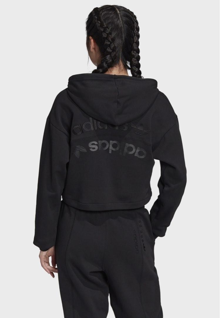 Adidas originals ryv discount cropped jacket in black