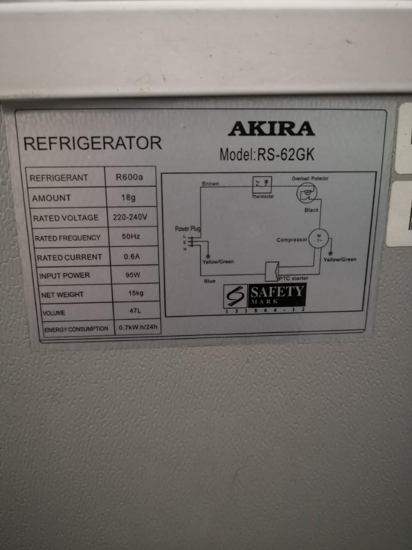 Akira mini fridge (Japan), TV & Home Appliances, Kitchen Appliances