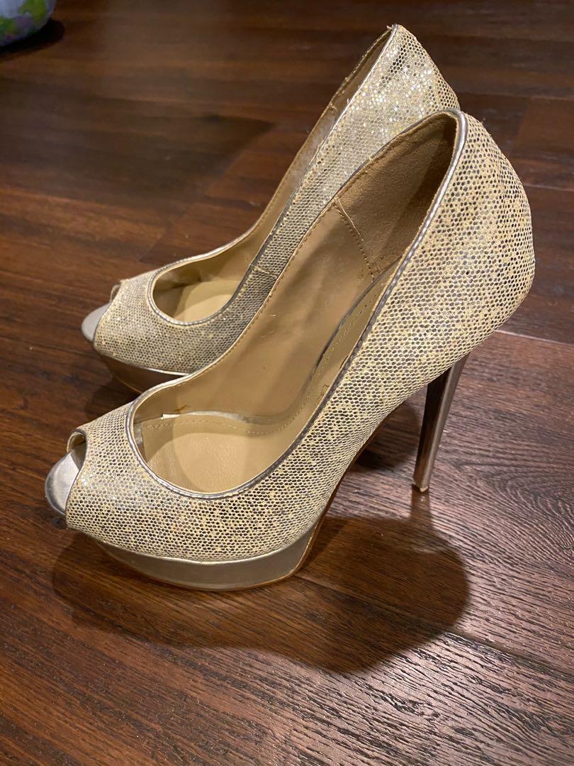 Aldo Malina Glitter Gold Heels