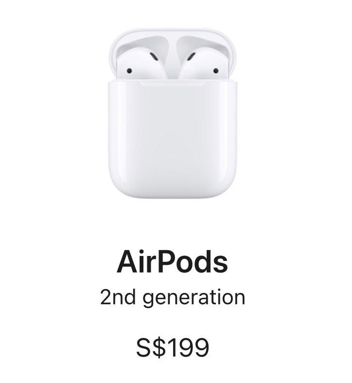 Price difference between 2025 airpods 1 and 2