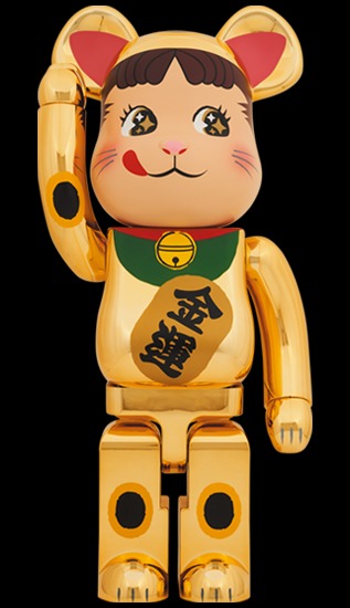 送貨Bearbrick 不二家招財貓ペコちゃん金運金メッキ牛奶妹1000