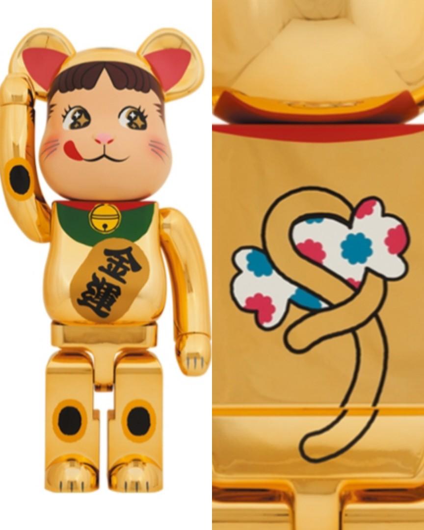 Bearbrick ManekiNeko Peko-chan Money Luck 1000% Gold Plated Lucky Cat