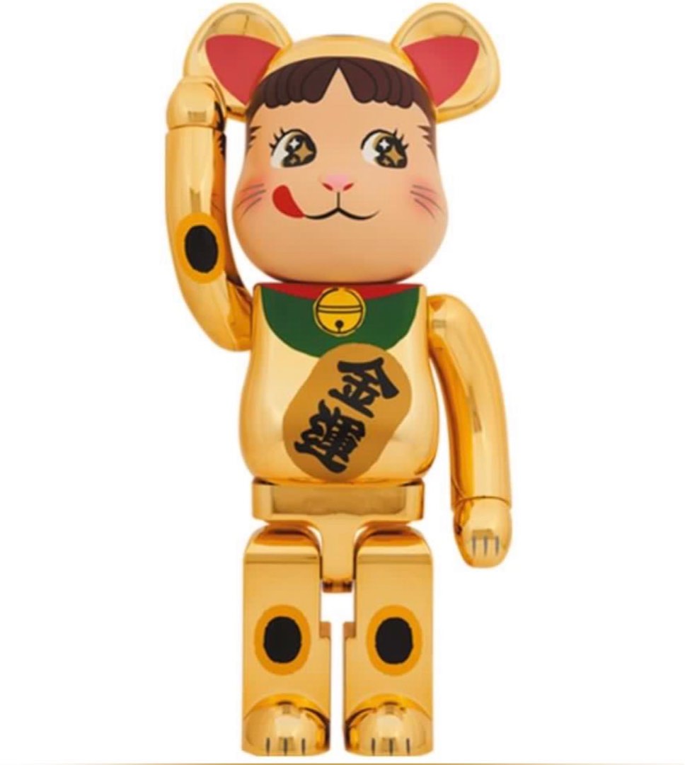 Bearbrick ManekiNeko Gold Plated Lucky Cat Peko-chan 1000 ...