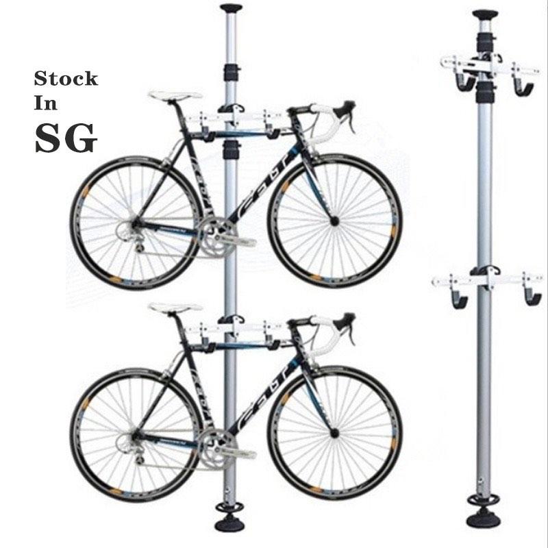 Bicycle rack double bike stand shelf floor to ceiling., Sports