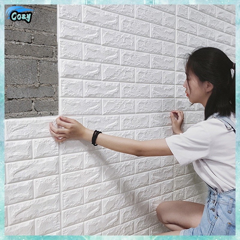 BIG SALE 38x35cm 3D Wallpaper Adhesive Wall Decor Wall Sticker Foam Brick  Waterproof, Furniture & Home Living, Home Decor, Wall Decor on Carousell