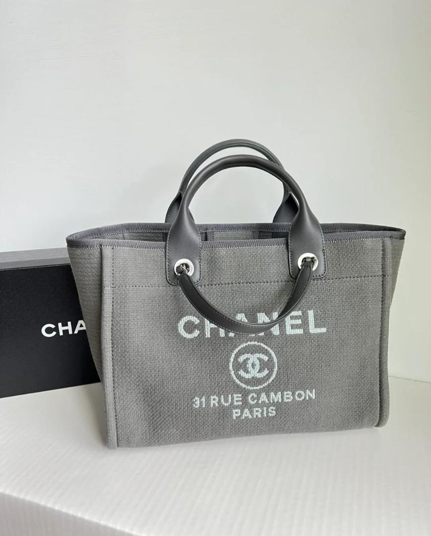 BNIB 22A Chanel Deauville Tote Bag in Grey with Handle Medium Size 22b 22k,  Women's Fashion, Bags & Wallets, Cross-body Bags on Carousell