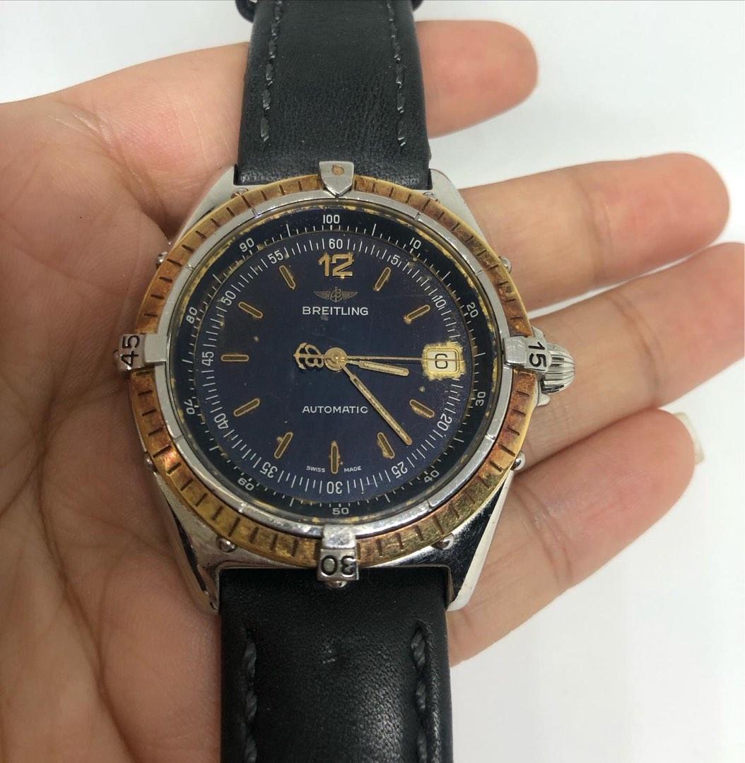 Breitling Antares Automatic Reference No. 81970 18ct. Gold Bezel 39.8k 39mm to 40mm case size with original Breitling Buckle Bracelet Good Condition