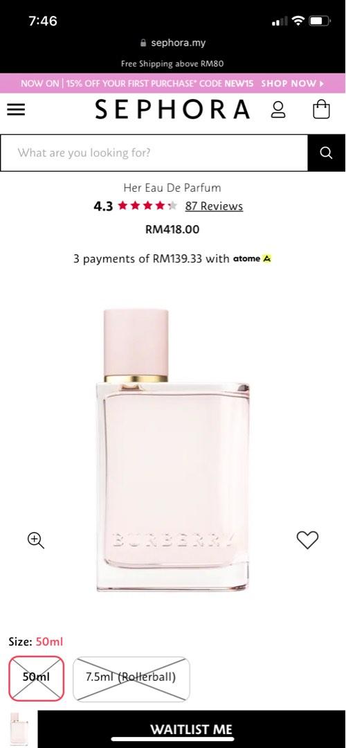 EDP Burberry Her eau der parfum perfume 50ml Beauty Personal