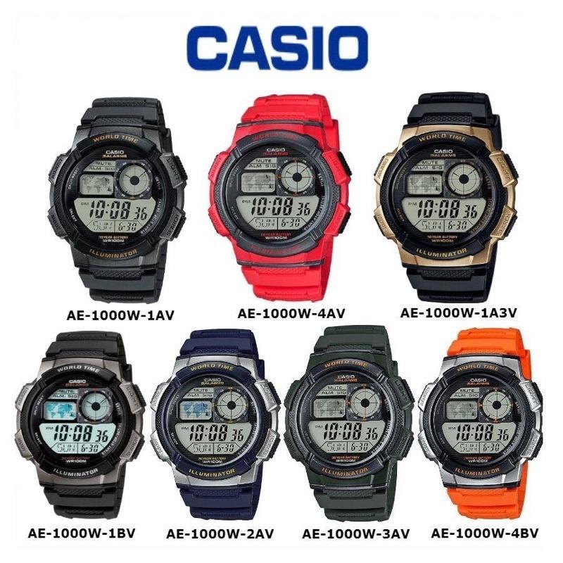 Casio Men's World Time Digital Sport Watch, Black/Gold AE1000W-1A3V 