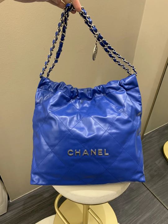 Chanel Royal Blue Chevron New Medium Boy Bag