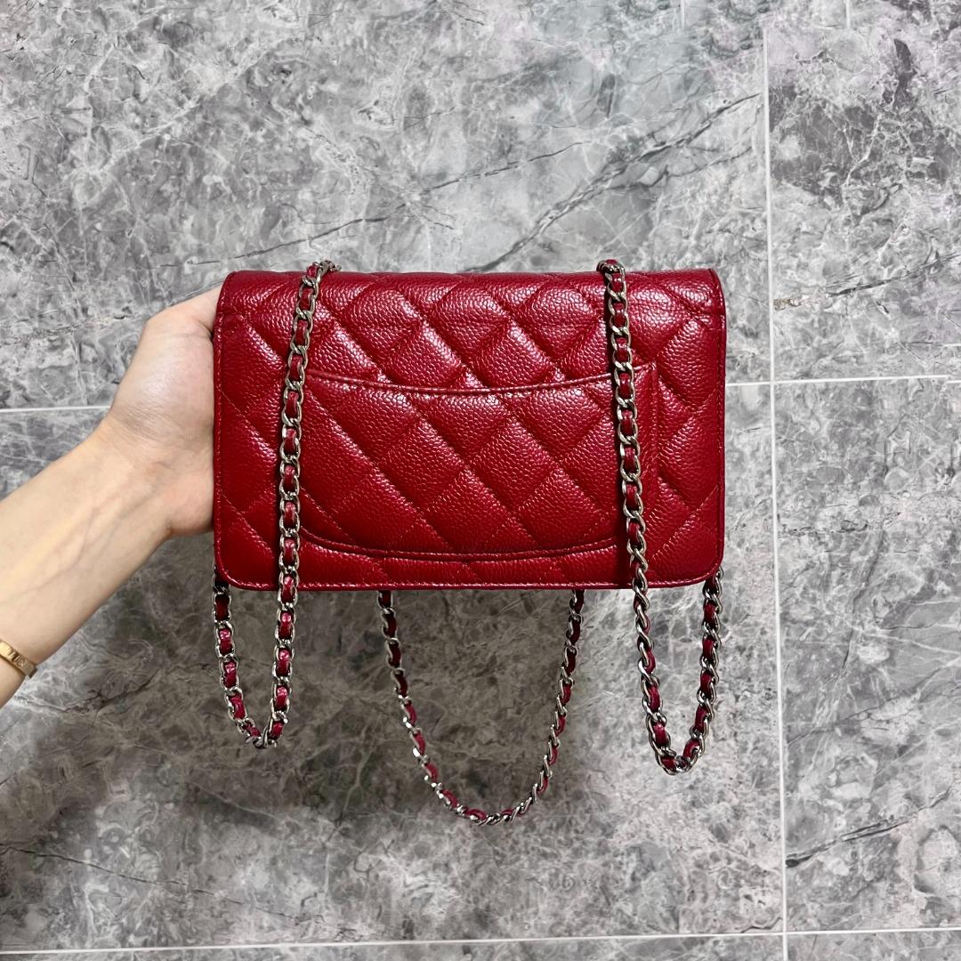 Chanel Caviar WOC Classic Wallet On Chain Red No 20, Luxury, Bags & Wallets  on Carousell