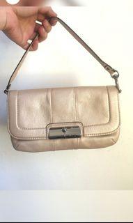 COACH metallic cream party bag wallet shoulder bag