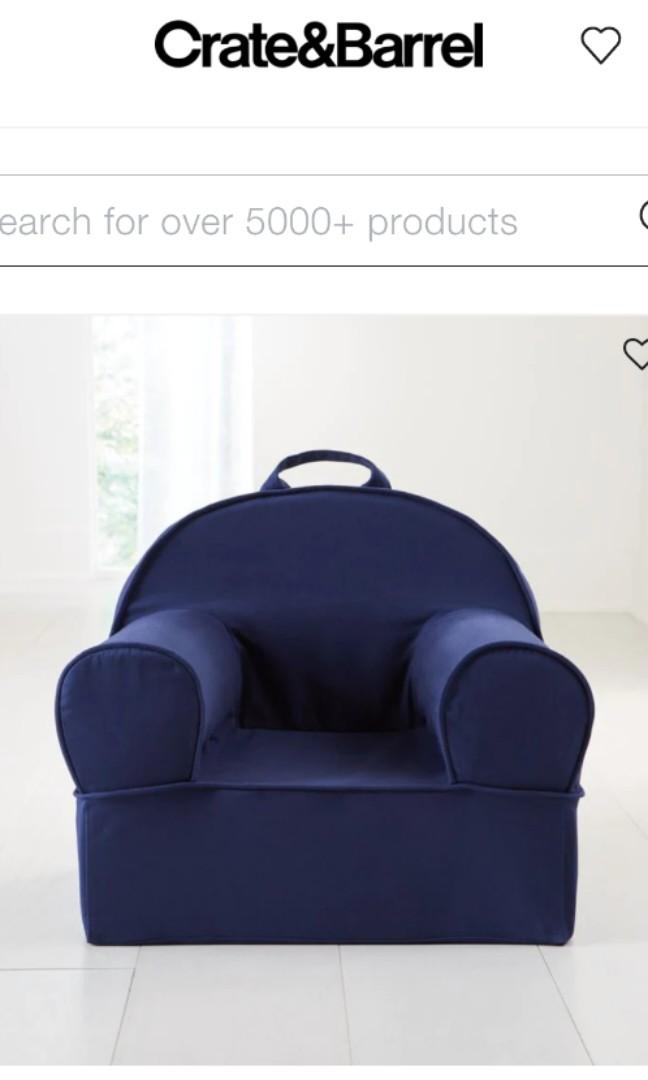 Crate & Barrel large navy nod chair kids sofa armchair, Furniture & Home Living, Furniture