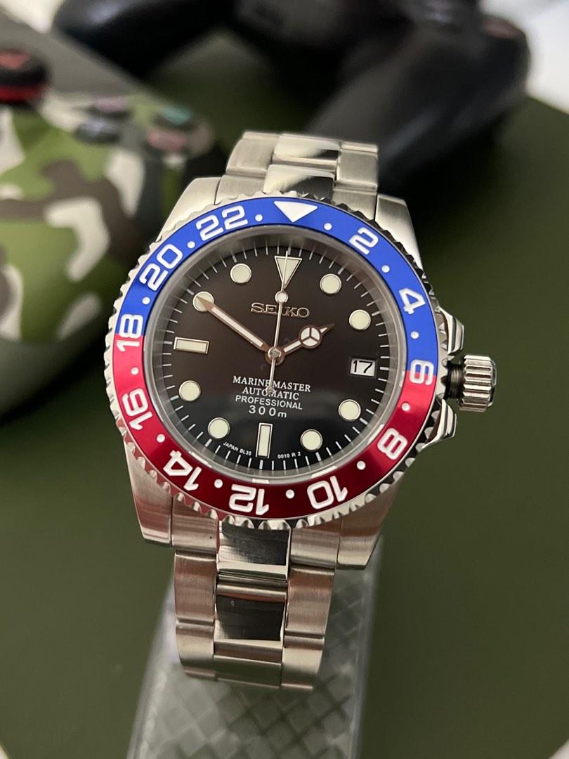 Custom Seiko 'Pepsi' 40mm case (NH35 Movt), Luxury, Watches on Carousell