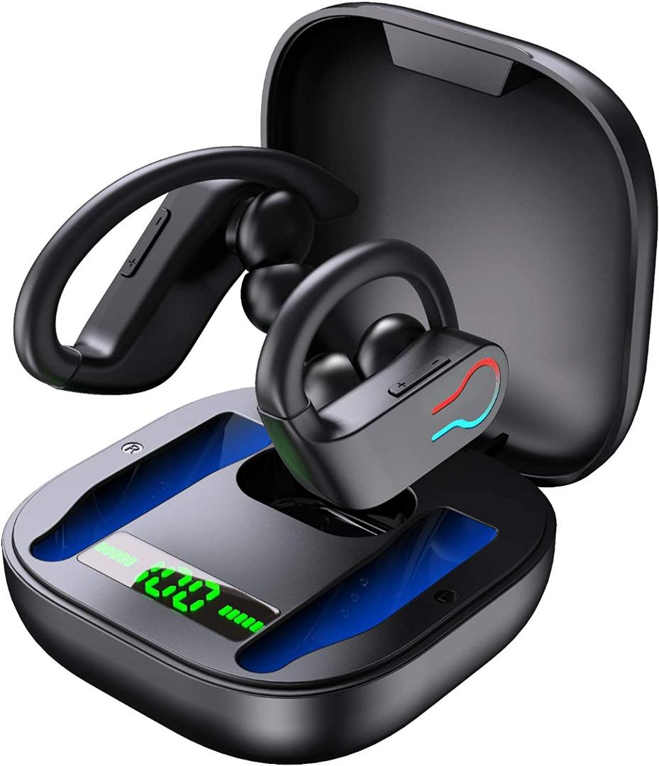 Donerton Wireless Earbud Bluetooth 5.1 Sport Headphones with Charging Case 10Hours Single Playtime Earhooks Headset Wireless Earphone 6D Stereo HiFi Sound Noise Cancelling for Working Travel Gym Audio...