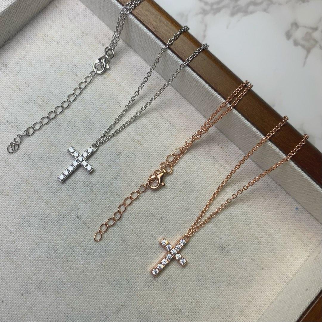 14K Rose Gold Cross Necklace with Diamonds | The Jewelry Vine