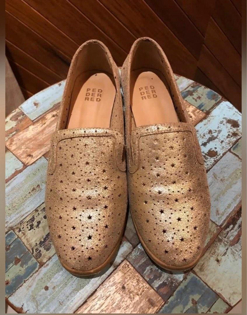 Pedder Red Gold Leather Loafers