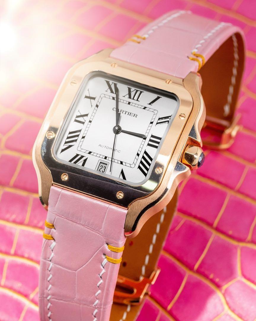 Cartier santos new arrivals pink strap