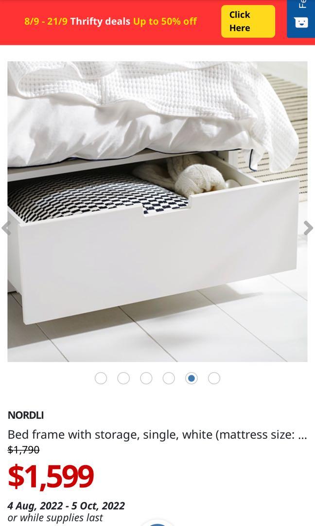 IKEA Nordli single day bed 90cm W storage, 傢俬＆家居, 傢俬, 床架及床褥 Carousell