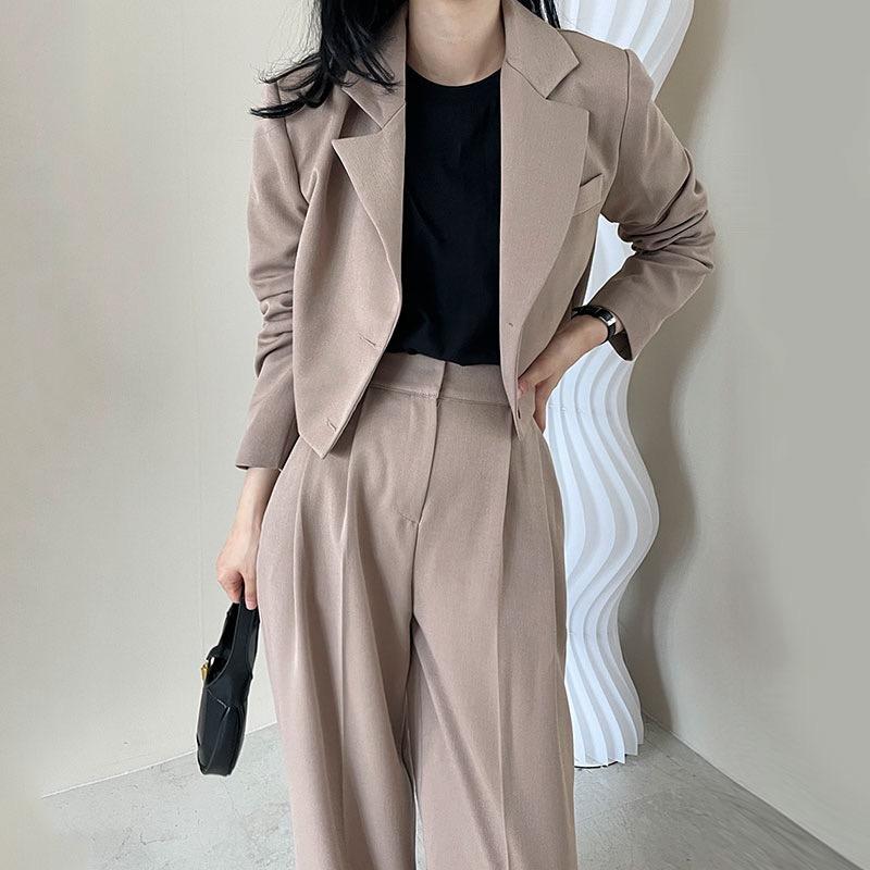 Fashion Korean Women Pant Suit Sets Single Button Blazer And Pants