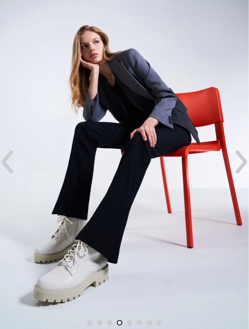 Lace Up Chunky Ankle Boots Chalk Women s Fashion Footwear