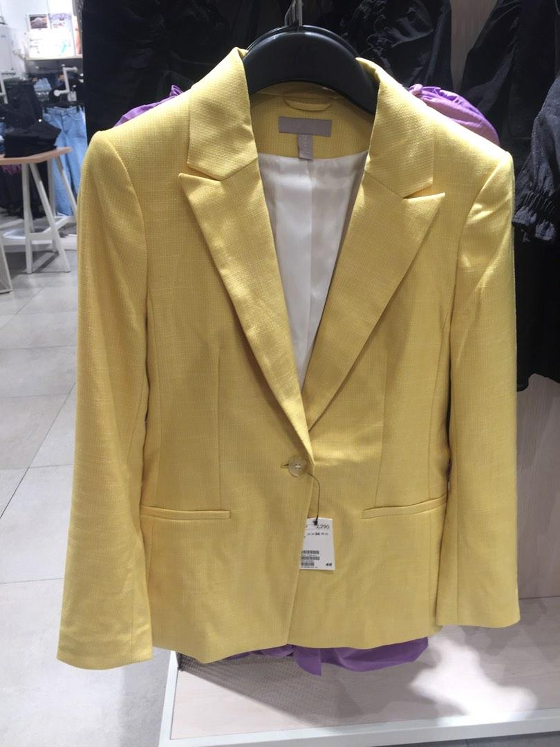 LF H M Yellow Blazer Women s Fashion Coats Jackets and Outerwear on Carousell