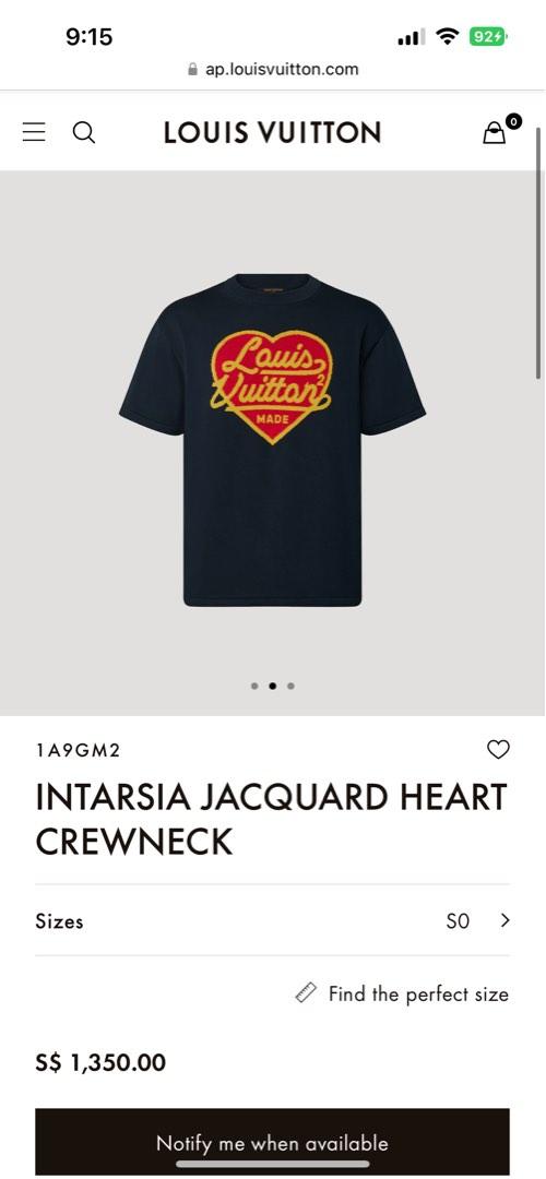 Louis Vuitton Intarsia Jacquard Heart Crewneck Tshirt, Men's
