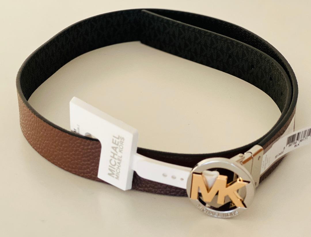 Michael Kors Men's Three Tone Camouflage Logo Belt Black Size 36